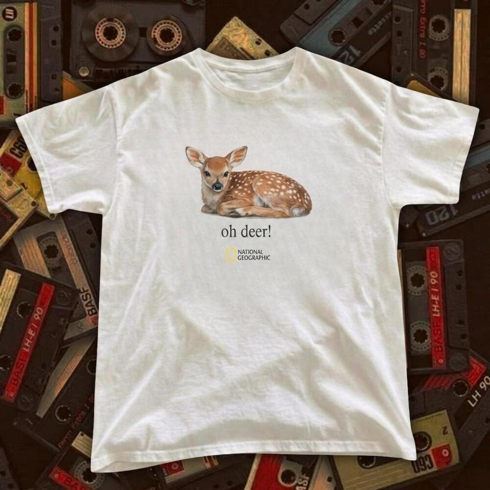 National Geographic Oh Deer White Cotton T-Shirt